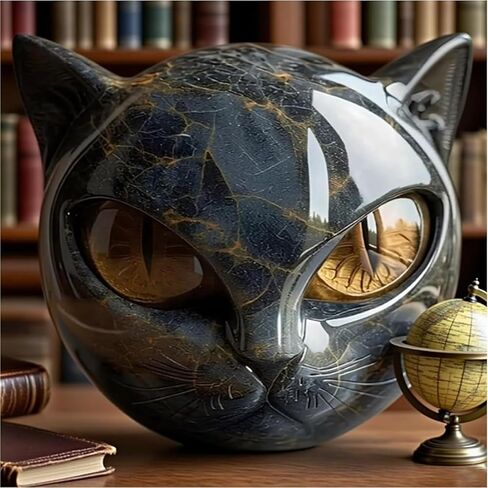 Luxury Black Cat Sculpture – Elegant Home Décor & Gift-Ready Art Piece, Hand-Carved Crystals and Healing Carved, for Cat Lovers in Saudi Arabia