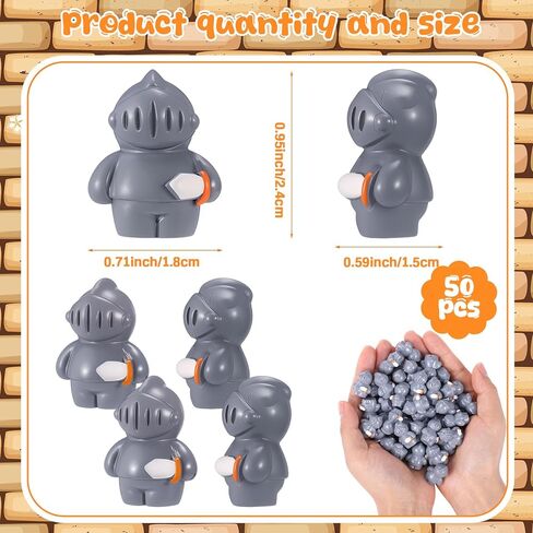 Geelin 50 Pcs Mini Knight Figures Bulk Small Resin Action Figurines Medieval Castle Soldier Tiny Statues for Party Favors Gift Bag Filler Hide and Seek Props Home Decoration (Knight) in Saudi Arabia