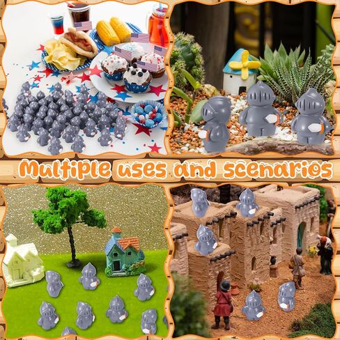 Geelin 50 Pcs Mini Knight Figures Bulk Small Resin Action Figurines Medieval Castle Soldier Tiny Statues for Party Favors Gift Bag Filler Hide and Seek Props Home Decoration (Knight) in Saudi Arabia