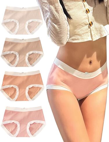 QFLIREN Women's Modal Soft Panties,Mid Waist Stretch Briefs,Breathable and Comfortable Underwear for Women 4 Pack in Saudi Arabia