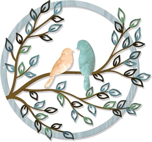 KOYILTD Bird on Tree Branch Pictures Wall Decor Colorful Metal Wall Art Elegant Bird Wall Decoration for Home Living Room Bathroom Bedroom Garden Housewarming Gifts (Color H) in Saudi Arabia