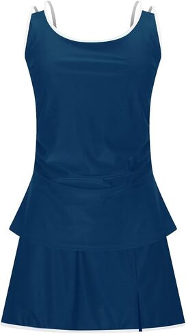 Modest Swimsuits for Women Tummy Control Bathing Suit Ruched Sexy Two Piece Swimwear Tank Top with Skirts in Saudi Arabia