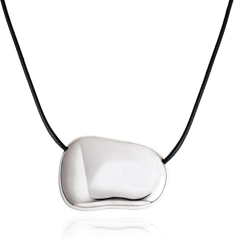 Dr's gift Chunky 14K Gold Plated Bean Necklace for Women Large Charm Statement Pendant Necklace Black Cord Necklaces Gold in Saudi Arabia