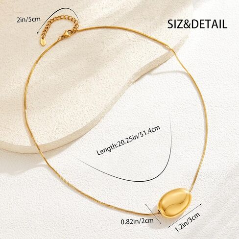 Dr's gift Chunky 14K Gold Plated Bean Necklace for Women Large Charm Statement Pendant Necklace Black Cord Necklaces Gold in Saudi Arabia