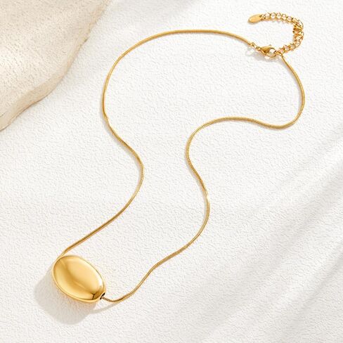 Dr's gift Chunky 14K Gold Plated Bean Necklace for Women Large Charm Statement Pendant Necklace Black Cord Necklaces Gold in Saudi Arabia