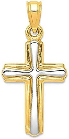 Jewelry Affairs 14k Yellow and White Gold Cross Unisex Pendant in Saudi Arabia
