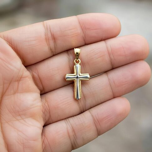 Jewelry Affairs 14k Yellow and White Gold Cross Unisex Pendant in Saudi Arabia