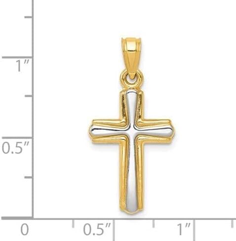 Jewelry Affairs 14k Yellow and White Gold Cross Unisex Pendant in Saudi Arabia