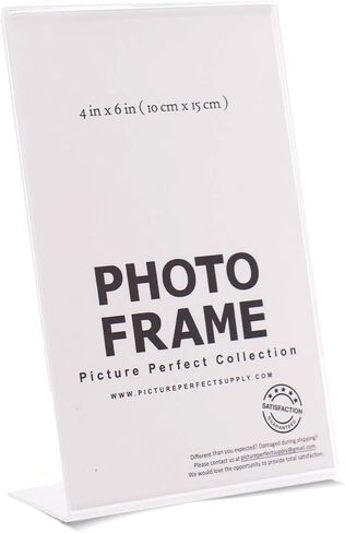 pbf 4x6 Acrylic Sign Holder | 4 x 6 Vertical Stand Up Slanted Sign Holder | Acrylic Stands for Display | Clear Picture Frame, Menu Table Top Stand, Plastic Flyer Holder (1-Pack) in Saudi Arabia