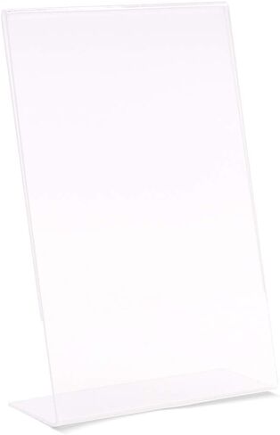 pbf 4x6 Acrylic Sign Holder | 4 x 6 Vertical Stand Up Slanted Sign Holder | Acrylic Stands for Display | Clear Picture Frame, Menu Table Top Stand, Plastic Flyer Holder (1-Pack) in Saudi Arabia