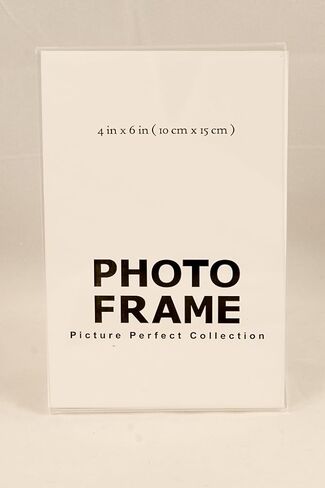 pbf 4x6 Acrylic Sign Holder | 4 x 6 Vertical Stand Up Slanted Sign Holder | Acrylic Stands for Display | Clear Picture Frame, Menu Table Top Stand, Plastic Flyer Holder (1-Pack) in Saudi Arabia