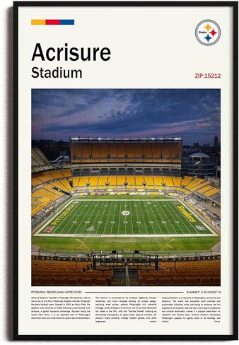 (غير مؤطرة 11 بوصة × 17 بوصة) طباعة قماش AcrisureStadium - لوحة فنية جدارية من Pittsburgh Home Field لمحبي ستيلرز، ملصق رياضي لغرفة الألعاب أو ديكور كهف الرجل in Kuwait