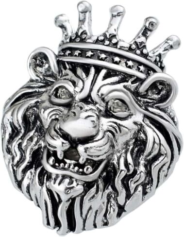 Thai Silver Gothic Lion Head Rings For Men Women,Adjustable Vintage Bronze Lion animal Open Biker Band Ring For Men,Women Punk Motorcycle Knuckle Ring Jewelry in Saudi Arabia