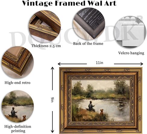 Vintage Gold Framed Wall Art Tree Forest Landscape Painting Canvas Prints Green Gray Tree Natural Sketch Picture Rustic Farmhouse Poster Artwork for Living Room Bedroom Bathroom, 9x11in in Saudi Arabia
