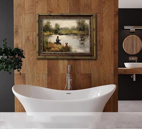 Vintage Gold Framed Wall Art Tree Forest Landscape Painting Canvas Prints Green Gray Tree Natural Sketch Picture Rustic Farmhouse Poster Artwork for Living Room Bedroom Bathroom, 9x11in in Saudi Arabia