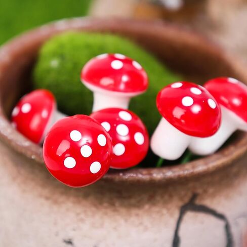 50 Pieces Mini Mushroom Miniatures Artificial Garden Fairy Bonsai Plant Pot Foam Craft Decoration for Home DIY Micro Landscape Decor (2cm) in Saudi Arabia