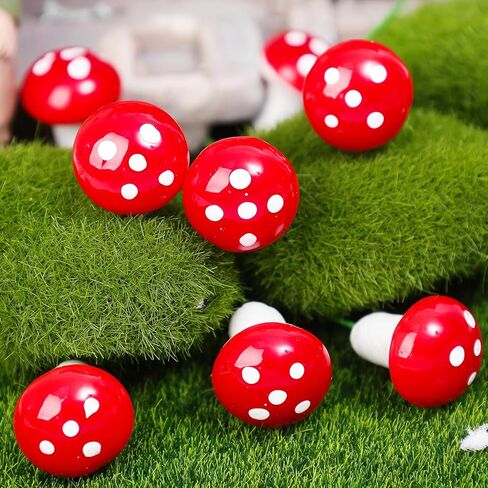 50 Pieces Mini Mushroom Miniatures Artificial Garden Fairy Bonsai Plant Pot Foam Craft Decoration for Home DIY Micro Landscape Decor (2cm) in Saudi Arabia