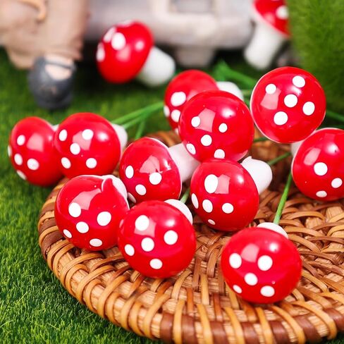 50 Pieces Mini Mushroom Miniatures Artificial Garden Fairy Bonsai Plant Pot Foam Craft Decoration for Home DIY Micro Landscape Decor (2cm) in Saudi Arabia