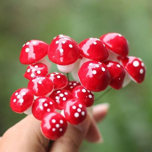 50 Pieces Mini Mushroom Miniatures Artificial Garden Fairy Bonsai Plant Pot Foam Craft Decoration for Home DIY Micro Landscape Decor (2cm) in Saudi Arabia