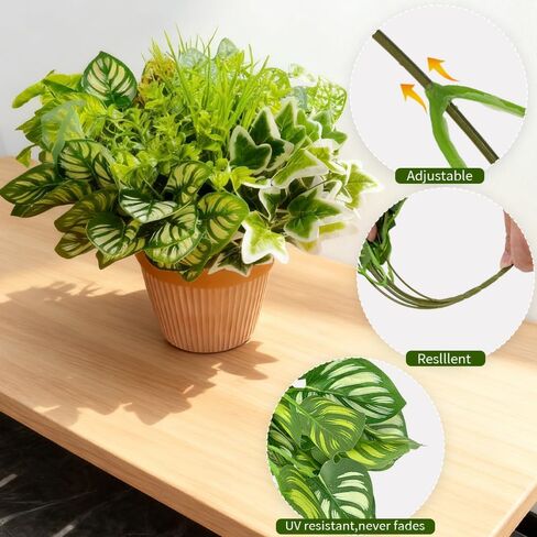 Sexacohu Artificial Plants Outdoor 10 Bundles(Artificial Greenery Fake Plants, Large Bunches Faux Plants with Stems and Plastic Leaves, Outdoor Bushes for Patio Front Porch Yard Garden Decor) in Saudi Arabia