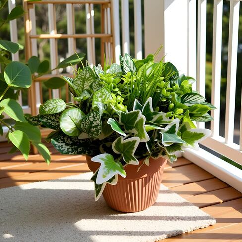 Sexacohu Artificial Plants Outdoor 10 Bundles(Artificial Greenery Fake Plants, Large Bunches Faux Plants with Stems and Plastic Leaves, Outdoor Bushes for Patio Front Porch Yard Garden Decor) in Saudi Arabia