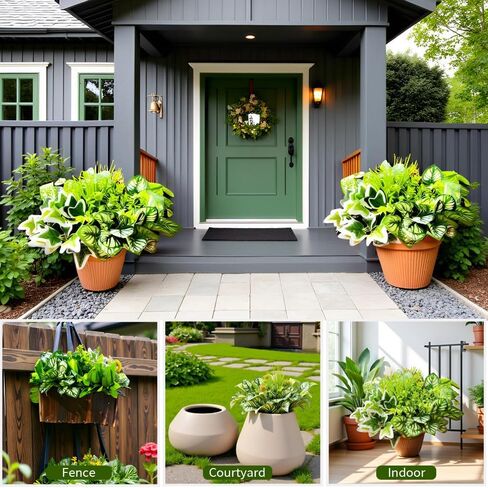 Sexacohu Artificial Plants Outdoor 10 Bundles(Artificial Greenery Fake Plants, Large Bunches Faux Plants with Stems and Plastic Leaves, Outdoor Bushes for Patio Front Porch Yard Garden Decor) in Saudi Arabia