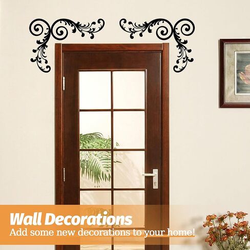 ORNAROVI 4 Pcs Metal Scroll Wall Art Black Wrought Iron Wall Medallion Decor Horizontal Metal Scroll Art Hanging Decoration for Above Door Front Porch Hallway Entryway Living Room (13.8×5.5 Inch) in Saudi Arabia