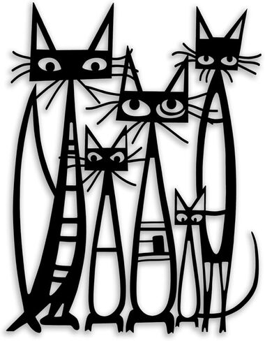 Cats Metal Wall Decor - funny Room Decor Cute Wall Art Home Decor for Living Room, Bedroom, Office, Outdoor, Pet Shop (Black) in Saudi Arabia