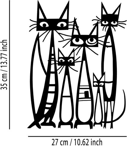 Cats Metal Wall Decor - funny Room Decor Cute Wall Art Home Decor for Living Room, Bedroom, Office, Outdoor, Pet Shop (Black) in Saudi Arabia