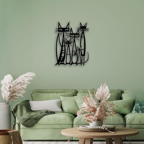 Cats Metal Wall Decor - funny Room Decor Cute Wall Art Home Decor for Living Room, Bedroom, Office, Outdoor, Pet Shop (Black) in Saudi Arabia