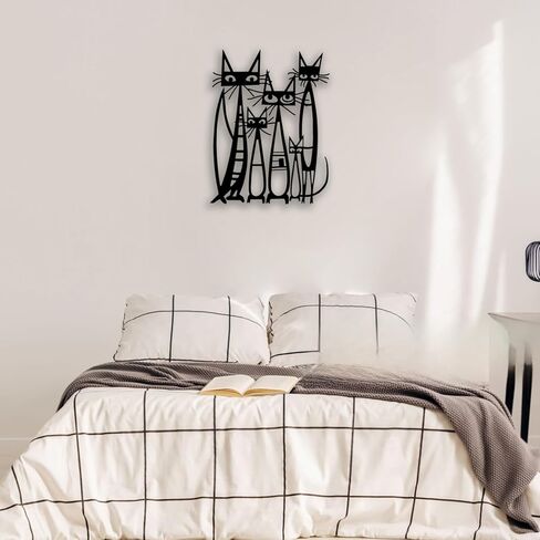 Cats Metal Wall Decor - funny Room Decor Cute Wall Art Home Decor for Living Room, Bedroom, Office, Outdoor, Pet Shop (Black) in Saudi Arabia