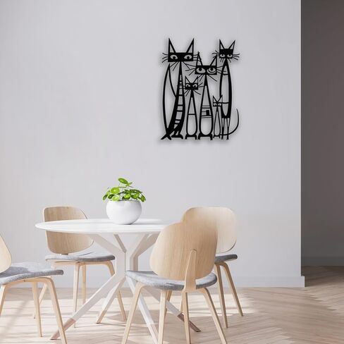 Cats Metal Wall Decor - funny Room Decor Cute Wall Art Home Decor for Living Room, Bedroom, Office, Outdoor, Pet Shop (Black) in Saudi Arabia