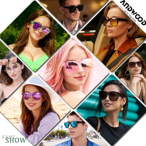 نظارات شمسية مستقطبة تناسب أكثر من ANDWOOD للنساء والرجال، ظلال مربعة كبيرة الحجم للحماية من الأشعة فوق البنفسجية 400 in Kuwait
