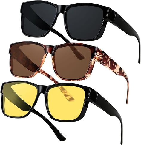 نظارات شمسية مستقطبة تناسب أكثر من ANDWOOD للنساء والرجال، ظلال مربعة كبيرة الحجم للحماية من الأشعة فوق البنفسجية 400 in Kuwait