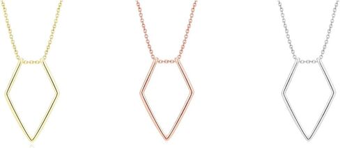 MWTSYSQ 925 Sterling Silver Ring Holder Necklace for Women, Geometric Simple Ring Holder Necklace with Pendant Ring Length 45cm, Fork Necklace, Rhombus Ring Holder Necklace in Saudi Arabia