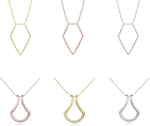 MWTSYSQ 925 Sterling Silver Ring Holder Necklace for Women, Geometric Simple Ring Holder Necklace with Pendant Ring Length 45cm, Fork Necklace, Rhombus Ring Holder Necklace in Saudi Arabia