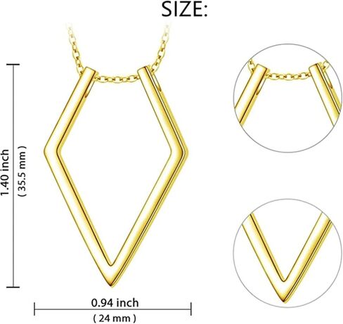 MWTSYSQ 925 Sterling Silver Ring Holder Necklace for Women, Geometric Simple Ring Holder Necklace with Pendant Ring Length 45cm, Fork Necklace, Rhombus Ring Holder Necklace in Saudi Arabia