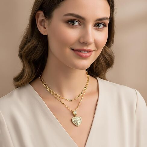 MEIITRUE Heart Necklaces for Women Trendy 14k Gold Plated Dainty Layered Chain Necklace Set,Cubic Zirconia Heart Pendant, Stackable Choker Jewelry Gifts for Her in Saudi Arabia