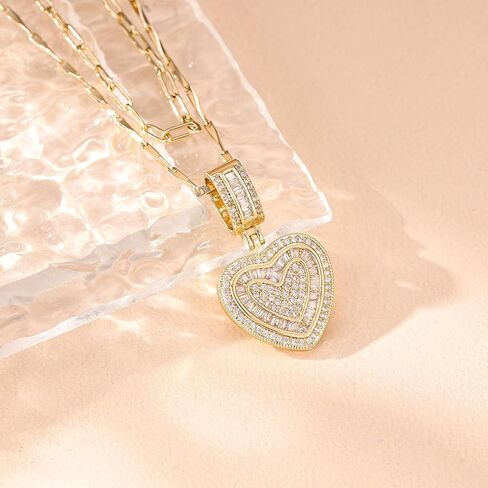MEIITRUE Heart Necklaces for Women Trendy 14k Gold Plated Dainty Layered Chain Necklace Set,Cubic Zirconia Heart Pendant, Stackable Choker Jewelry Gifts for Her in Saudi Arabia