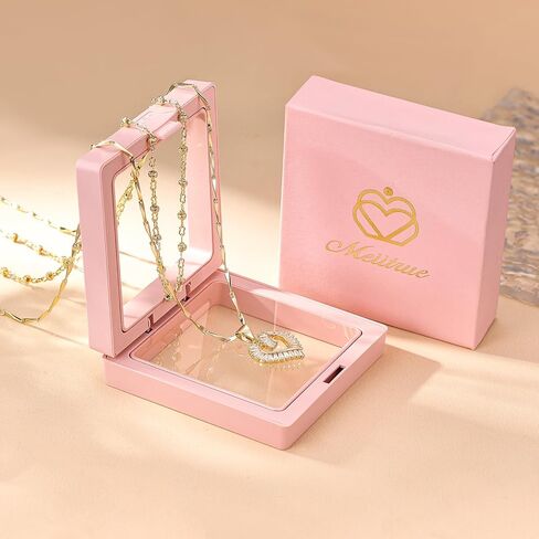MEIITRUE Heart Necklaces for Women Trendy 14k Gold Plated Dainty Layered Chain Necklace Set,Cubic Zirconia Heart Pendant, Stackable Choker Jewelry Gifts for Her in Saudi Arabia