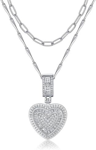 MEIITRUE Heart Necklaces for Women Trendy 14k Gold Plated Dainty Layered Chain Necklace Set,Cubic Zirconia Heart Pendant, Stackable Choker Jewelry Gifts for Her in Saudi Arabia