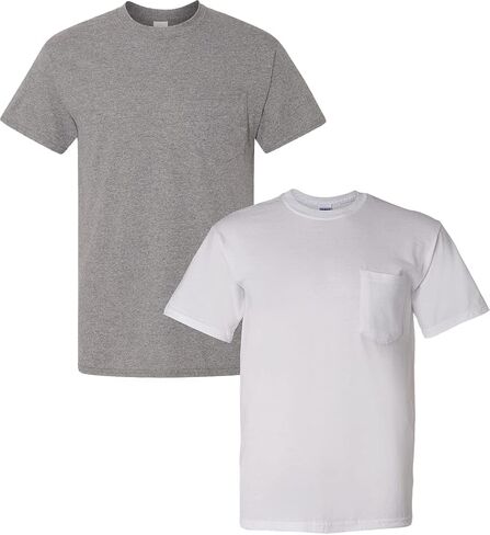 Gildan Men's DryBlend Workwear T-Shirts with Pocket, 2-Pack Graphite/White in Saudi Arabia