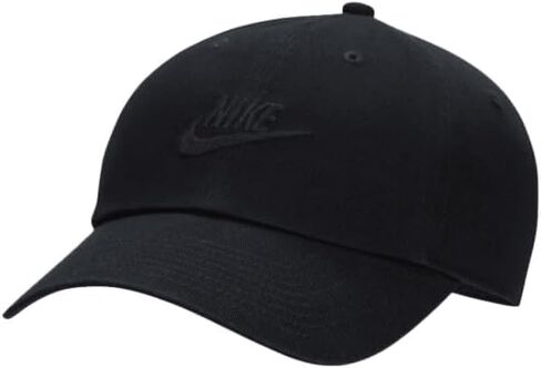 قبعة Nike Club Swoosh/مع حزام قابل للتعديل - للجنسين (الولايات المتحدة، ألفا، صغير، متوسط، H86 أسود/أسود) in Saudi Arabia