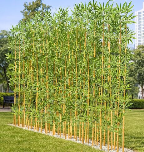 HOUSESET 4/5/6/7 ft Faux Bamboo Plant Outdoor 10 Pack, Fake Bamboo with Encrypted Leaves for Patio Garden Yard Decor, Privacy Artificial Bambooo Tree (7ft / 213cm) in Saudi Arabia