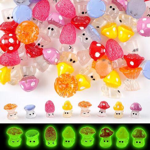 Mini Mushrooms, Mini Resin Figures Glow in The Dark, Mushroom Accessories for Fairy Garden Terrarium Accessories Decor Micro Landscape Craft in Saudi Arabia