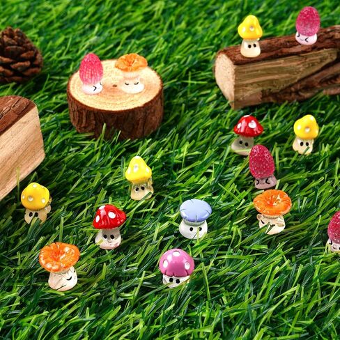 Mini Mushrooms, Mini Resin Figures Glow in The Dark, Mushroom Accessories for Fairy Garden Terrarium Accessories Decor Micro Landscape Craft in Saudi Arabia