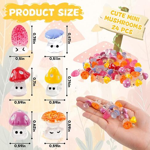 Mini Mushrooms, Mini Resin Figures Glow in The Dark, Mushroom Accessories for Fairy Garden Terrarium Accessories Decor Micro Landscape Craft in Saudi Arabia