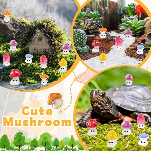 Mini Mushrooms, Mini Resin Figures Glow in The Dark, Mushroom Accessories for Fairy Garden Terrarium Accessories Decor Micro Landscape Craft in Saudi Arabia