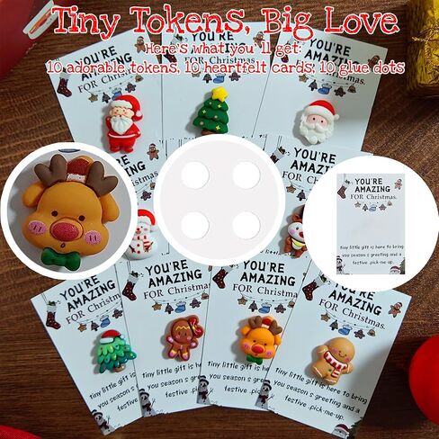 Dykofy Christmas Pocket Hugs Gifts Bulk for Xmas Coworker Staff Employee Holiday Appreciation Gifts - Mini Christmas Resin Pocket Hug with Heartwarming Cards Emotional Support Decorations (10pcs) in Saudi Arabia