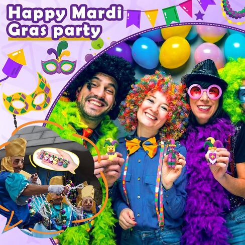 25 قطعة من Halloscume 25 قطعة من تماثيل Mardi Gras Mini Gnomes ديكورات تماثيل مطاطية صغيرة تماثيل صغيرة من الذهب الأرجواني والأخضر والذهبي للبالغين من Mardi Gras Carnival Party Favors Decor in Saudi Arabia